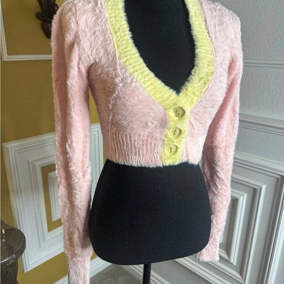 For Love and Lemons 🍋 Pink and Yellow Women's Sweater - Picture 6 of 12